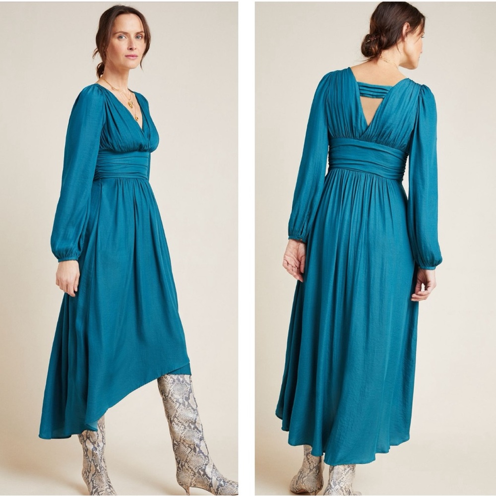 Anthropologie Gwendolyn Maxi Dress Turquoise 14